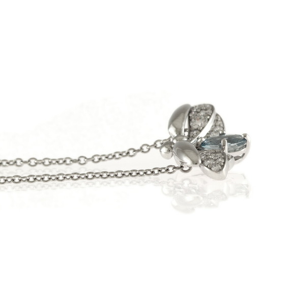 Tiffany Paper Flower Firefly Necklace Platinum Blue Topaz - Picture 4 of 7